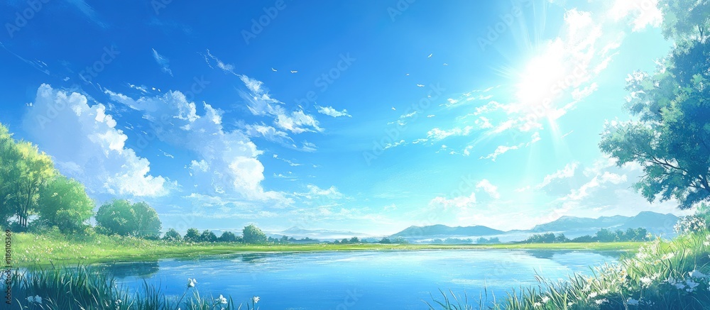 Wall mural the early summer sky is blue. with copy space image. place for adding text or design