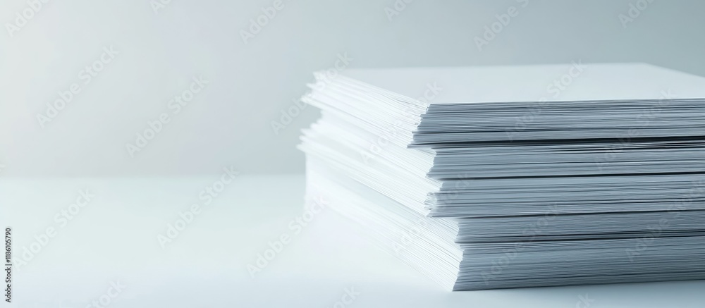 Aufkleber Stack of white paper on a white background. with copy space image. Place for adding text or design