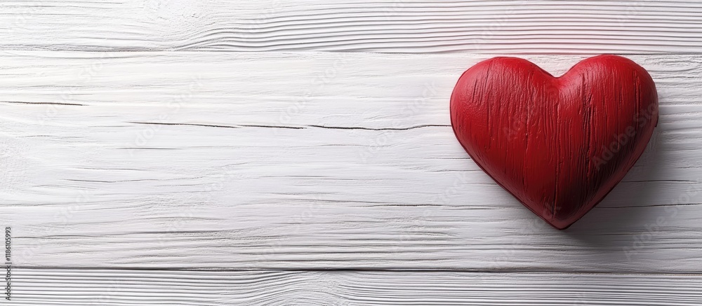 Aufkleber valentine s day heart on white wooden surface. with copy space image. place for adding text or desig