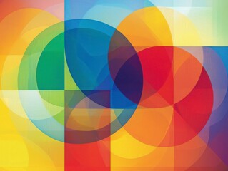 Fototapeta premium Colorful Abstract Geometric Design with Overlapping Circular Shapes