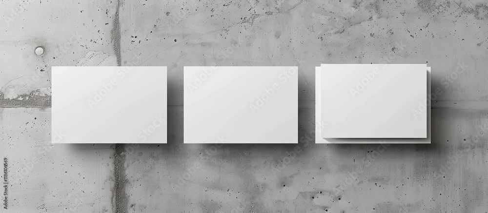 Aufkleber blank white business cards set against a concrete background mockup for brand identity. with copy sp
