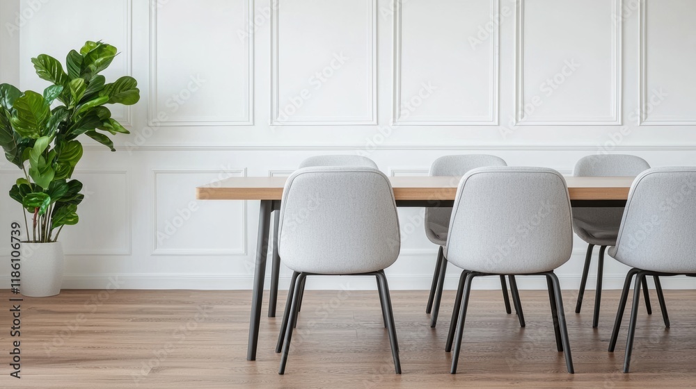 Aufkleber minimalist meeting room with simple furniture prioritizing efficient movement and accessibility