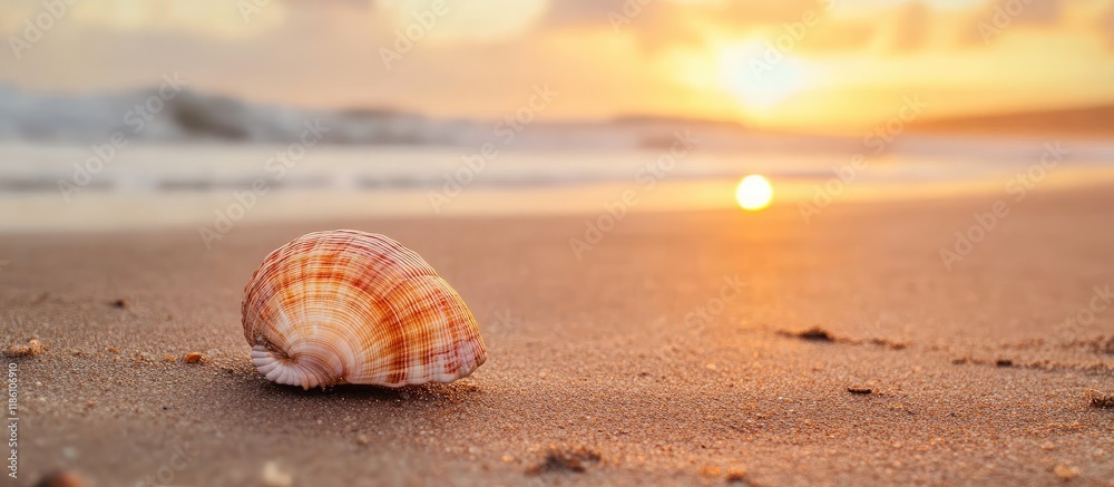Leinwandbilder a lovely shell on the cornwall beach. with copy space image. place for adding text or design
