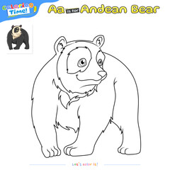 Coloring pages and learning the alphabet with Andean Bear cartoon