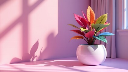 Stunning indoor tropical flower plant in a vase, ideal for home decor, advertising, theme, and banner design photography