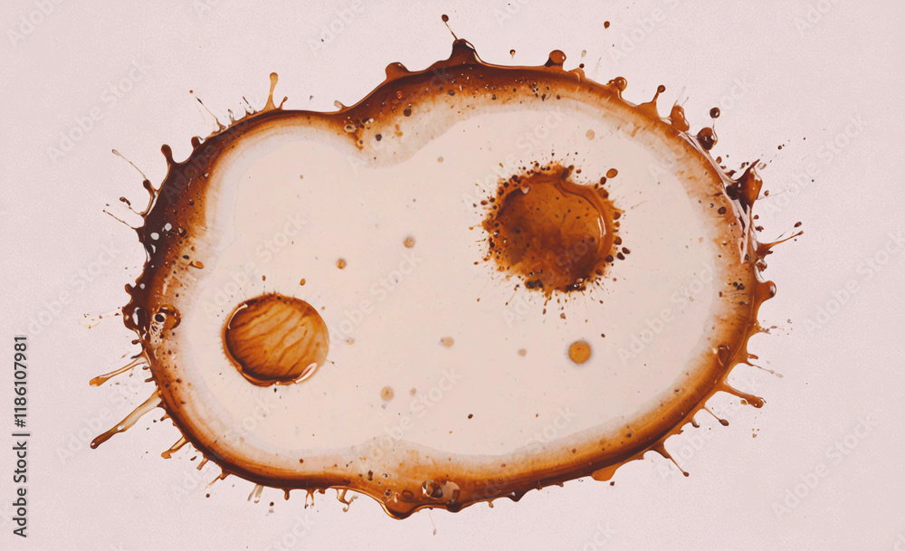 Poster Brown stain on a white surface. The stain is in the shape of a circle. There are two smaller circles inside the larger circle