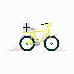Bicycle With Gift Box In Flat Vector Illustration Symbolizing Eco Friendly Delivery, Cycling, And Sustainable Transportation, Isolated On White Background