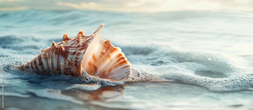 Poster Shell Rapana in the ocean. with copy space image. Place for adding text or design