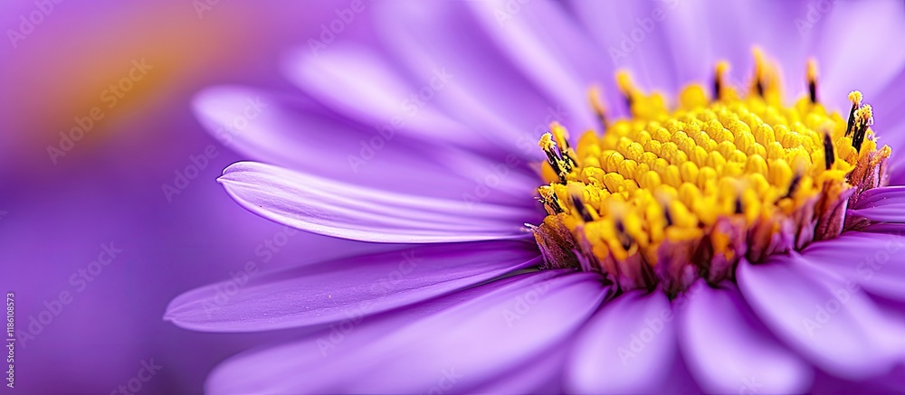Poster aster flower close up macro shot. with copy space image. place for adding text or design