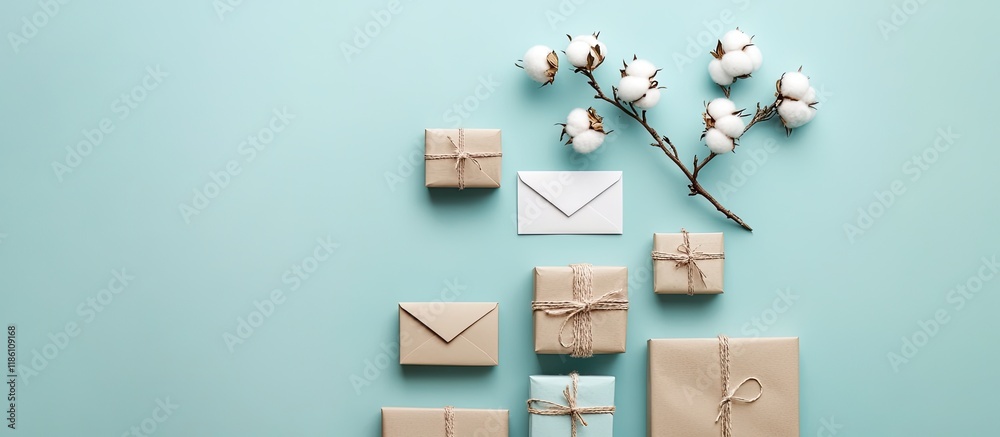 Poster holidays flatlay arranged in the shape of a christmas tree a festive design featuring a gift box env