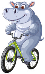 Hippo Riding a Bicycle Illustration
