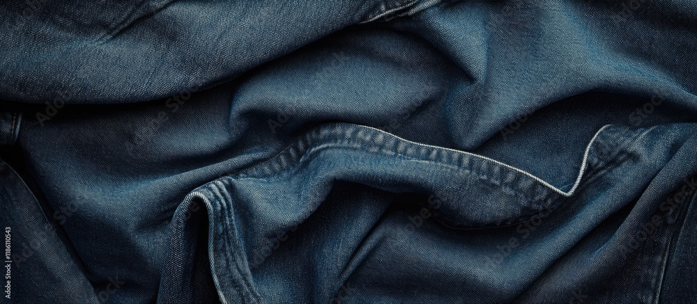 Poster jeans fabric featuring seams. with copy space image. place for adding text or design