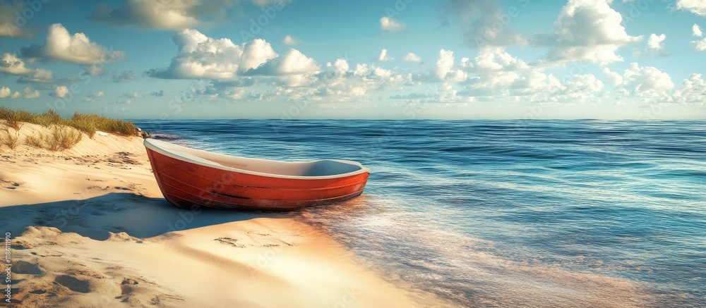 Leinwandbilder jet boat on a sandy shore. with copy space image. place for adding text or design