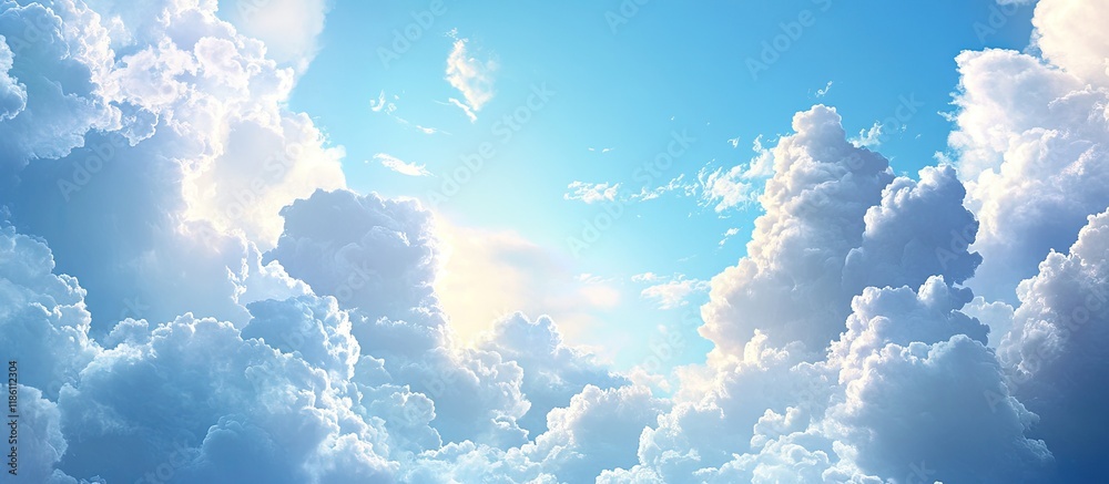 Poster Clouds in the sky that is blue. with copy space image. Place for adding text or design