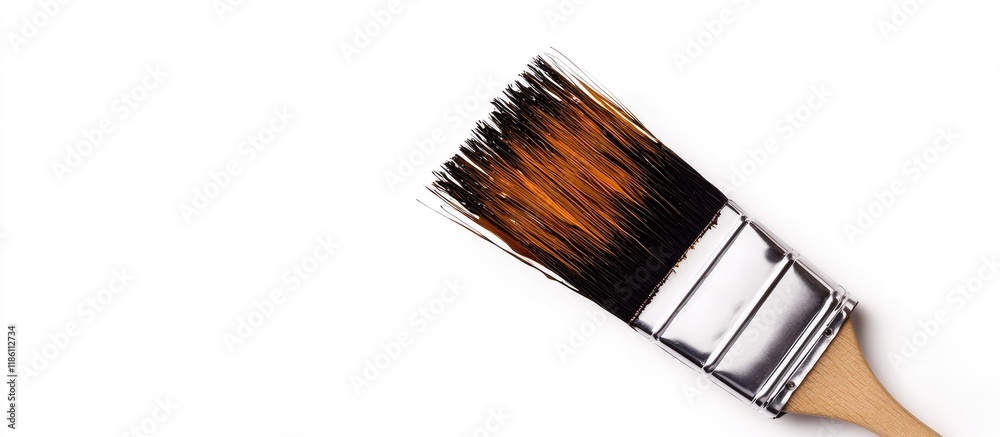 Aufkleber brown paintbrush against white background. with copy space image. place for adding text or design