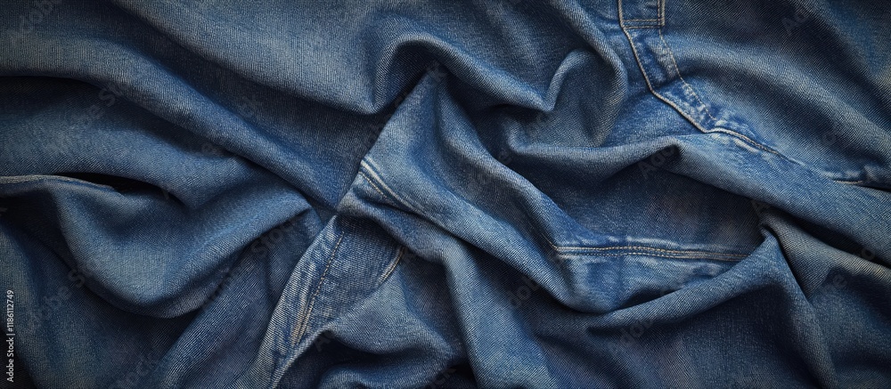 Poster jeans fabric featuring seams. with copy space image. place for adding text or design