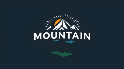 Mountain themed logo symbol icon emblem. Generative AI