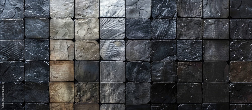 Poster three colors black grey and white create a mosaic tile texture wall suitable for background wallpape