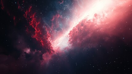 Fototapeta premium A Red Nebula in a Starry Night Sky