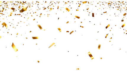 Gold Confetti. Confetti holiday background party design, Falling shiny golden confetti isolated on transparent background, Birthday, New Year, Holiday, Carnival Celebration