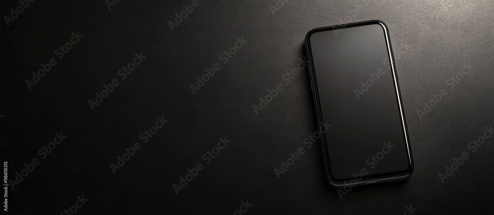 Poster Mobile phone against a black background. with copy space image. Place for adding text or design