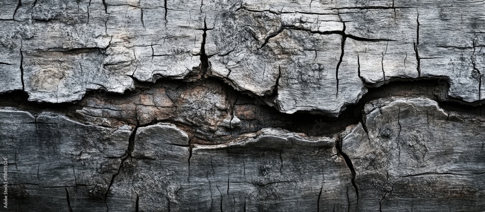 Leinwandbilder Texture photo of grey weathered aged and cracked wood that has been subjected to the elements and sunlight for years Perfect for use as a background. with copy space image