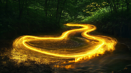 Light lines effect of neon glow motion trails. Magic golden waves, abstract flash trails, glowing curved and wavy lines isolated on transparent background, vector realistic illustration