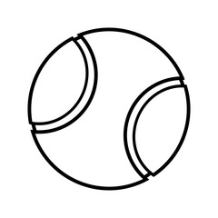 Hand drawn doodle Tennis ball icon. Sport equipment for athletes, play tennis concept, banner, advertising. Vector illustration isolated on white background