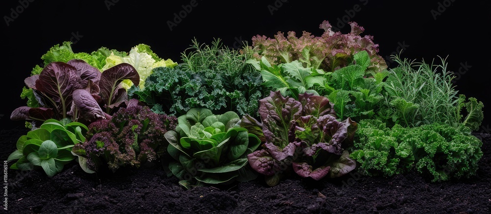 Leinwandbilder a beautiful and fresh selection of lettuces and various culinary herbs available for purchase at a g