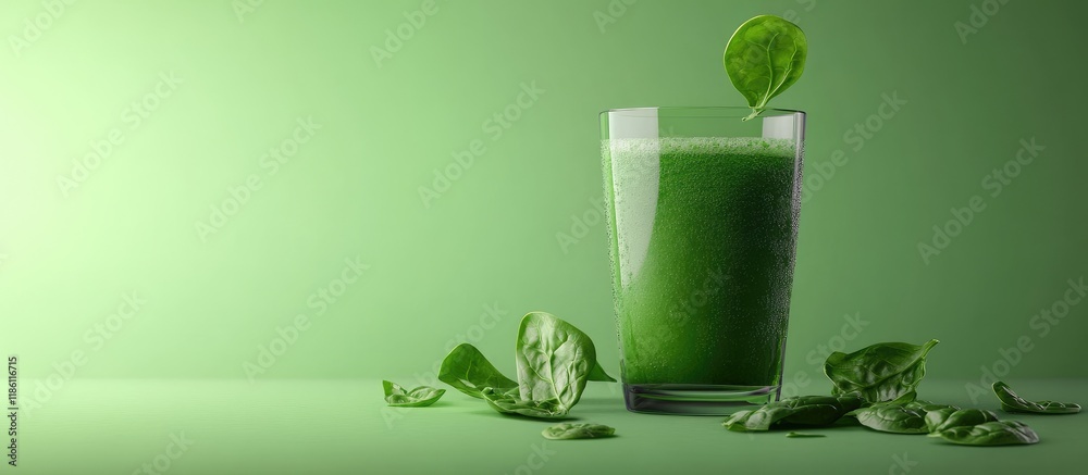 Fototapete Juice made from spinach. with copy space image. Place for adding text or design