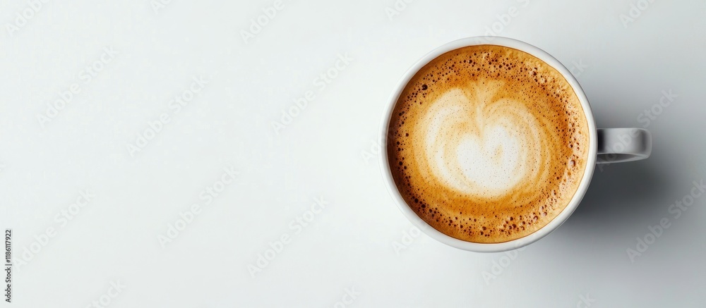 Aufkleber Cappuccino coffee in a cup on a white background Full frame. with copy space image. Place for adding text or design