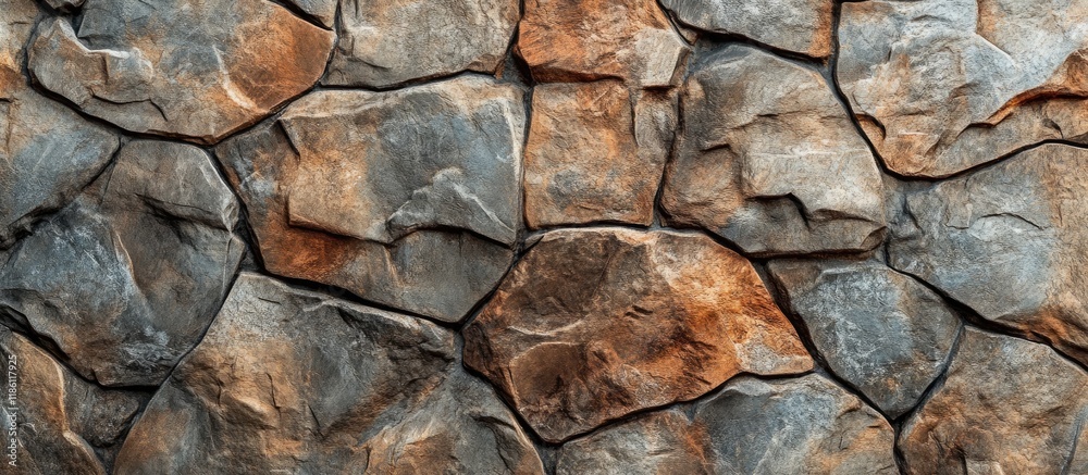 Aufkleber Textured stone wall with a brown and gray background. with copy space image. Place for adding text or design