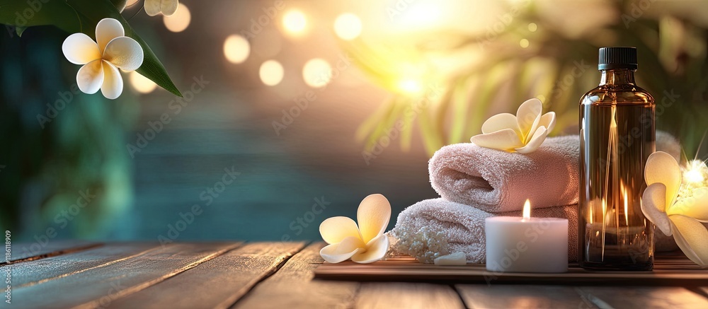 Poster Spa services aromatherapy and skincare concept. with copy space image. Place for adding text or design