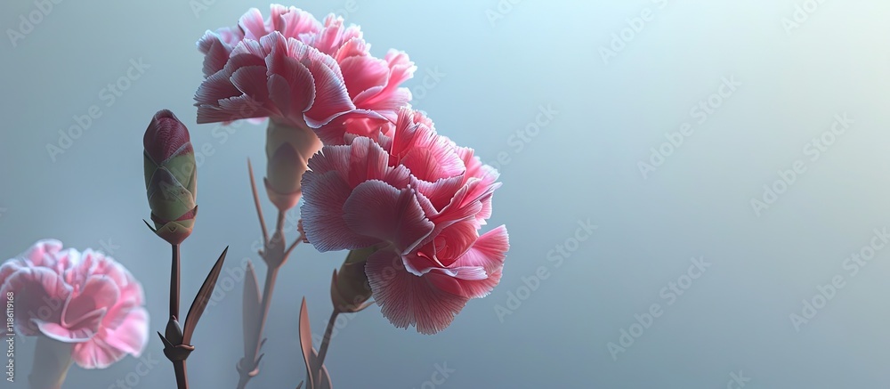 Fototapete carnation blooms. with copy space image. place for adding text or design