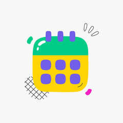 Colorful Calendar Icon In Flat Vector Illustration Symbolizing Time Management, Scheduling, And Organization, Isolated On White Background