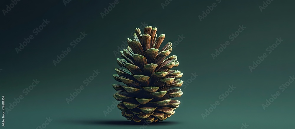 Poster a green pine cone. with copy space image. place for adding text or design