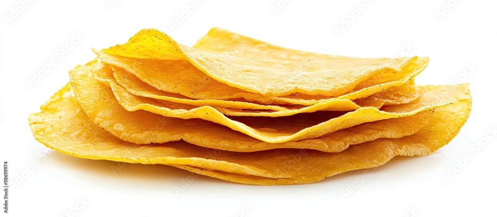 Aufkleber A pile of corn tortillas on a white backdrop. with copy space image. Place for adding text or design