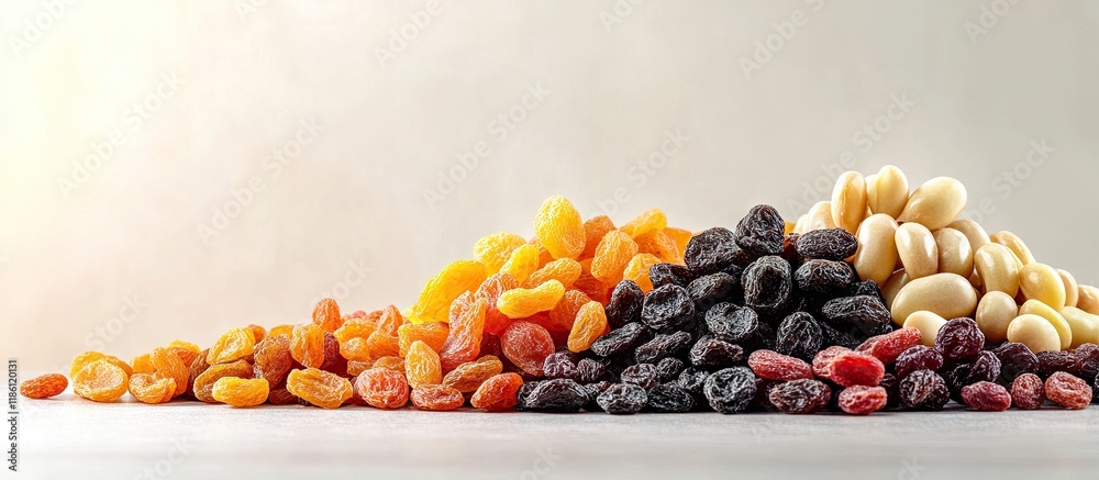 Poster A variety of various dried fruits Legume family. with copy space image. Place for adding text or design