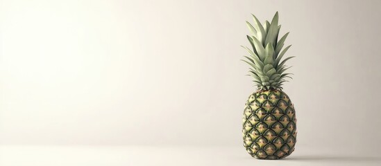 green pineapple on a white background. with copy space image. Place for adding text or design