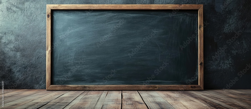 Aufkleber Empty chalkboard blackboard with a wooden frame Texture suitable for adding text or graphic design Education concept for schools. with copy space image. Place for adding text or design