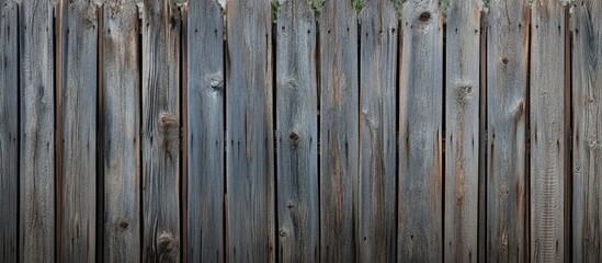 Obraz premium Old gray wooden fences in the yard weathered by rain. with copy space image. Place for adding text or design