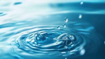 Water droplet impact, creating concentric ripples.