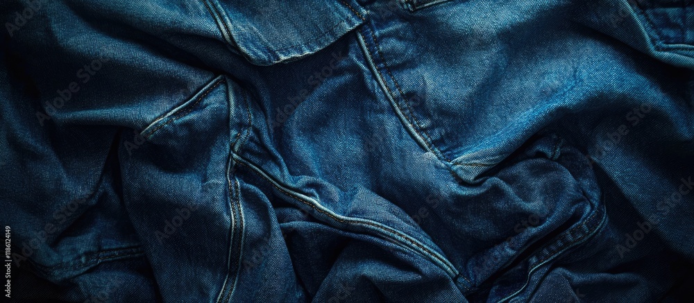 Poster textured background of blue denim jeans. with copy space image. place for adding text or design