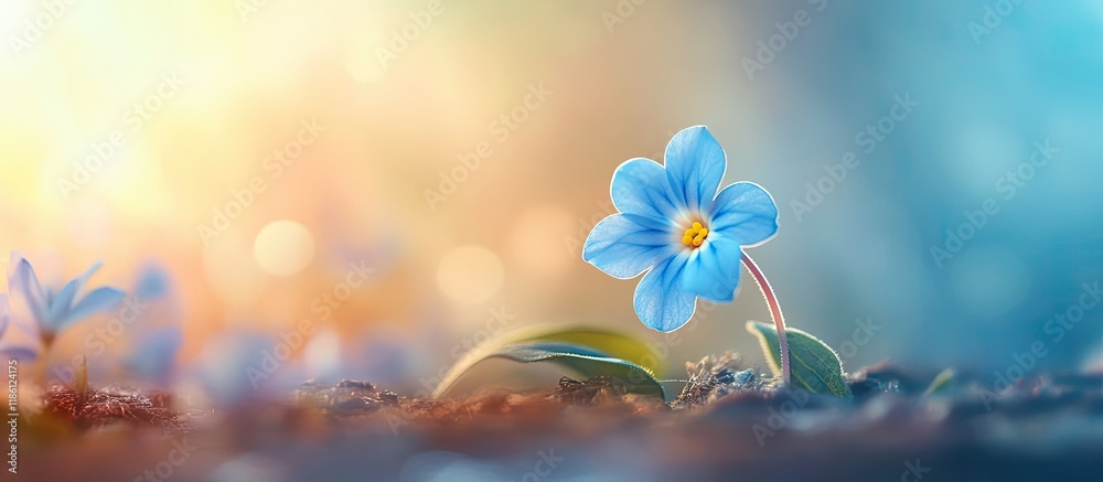 Leinwandbilder charming tiny blue flower lovely spring environment. with copy space image. place for adding text or