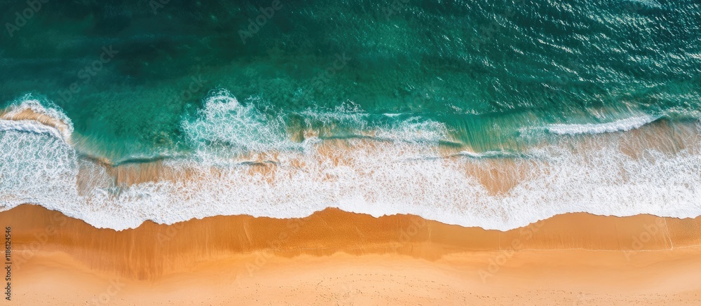 Fototapete Stunning aerial view of a beach captured by a drone during the day. with copy space image. Place for adding text or design