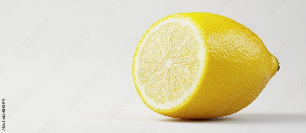 Poster close up of a whole organic ripe lemon set against a white background fresh raw lemon vibrant yellow
