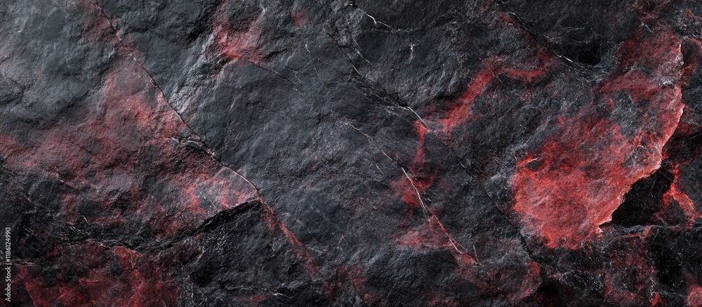 Fototapete Red black granite stone top view as a background. with copy space image. Place for adding text or design
