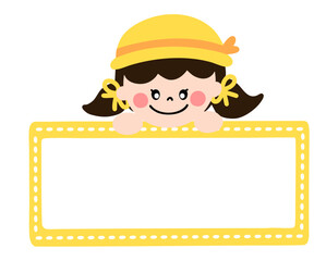 여자 어린이 유치원 이름표 말풍선 프레임(kindergarten girl name tag speech bubble frame)