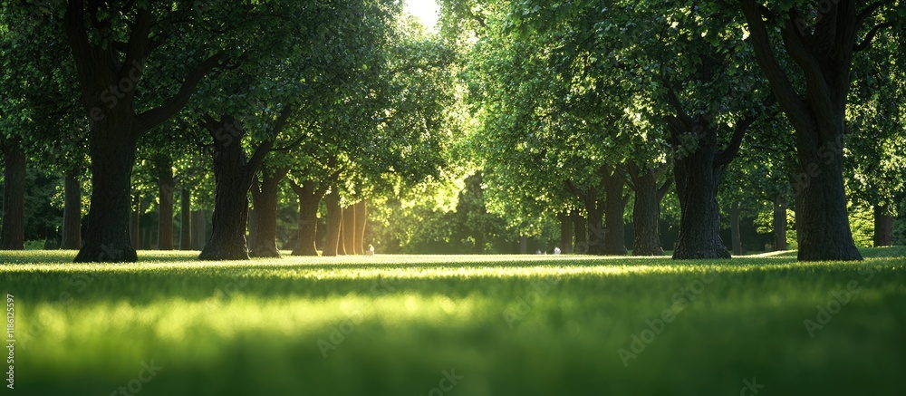 Poster Trees within the park. with copy space image. Place for adding text or design