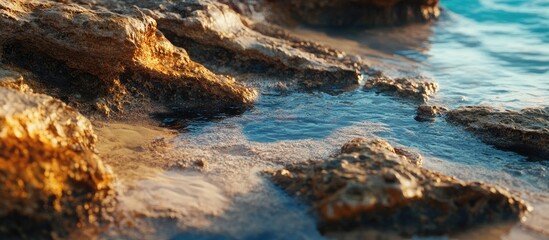 Obraz premium Picturesque ocean tide pools. with copy space image. Place for adding text or design